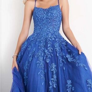 Elegant Blue Lace Gown